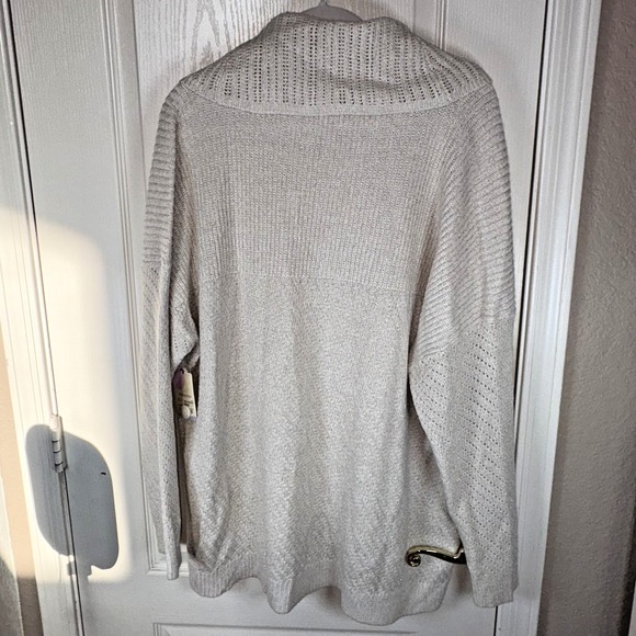 St. John's Bay Women's Cowl Neck Sweater PXXL Cream Gold Metallic Knit NWOT Cozy - Picture 2 of 10